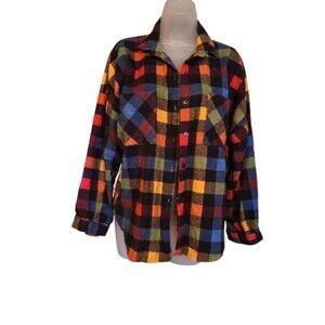 SEARS The Fashion Place Colorful Womens Checked Button-up Shirt  Vintage 70s